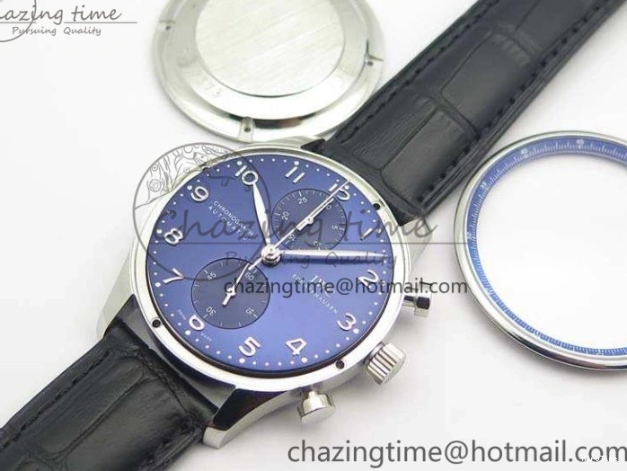 MIROTIME 0208 MoistureWicking Portuguese IW371491 ZF 1:1 Best Edition SS Blue Dial On Leather Strap A79350 (Slim Movement) V 7221